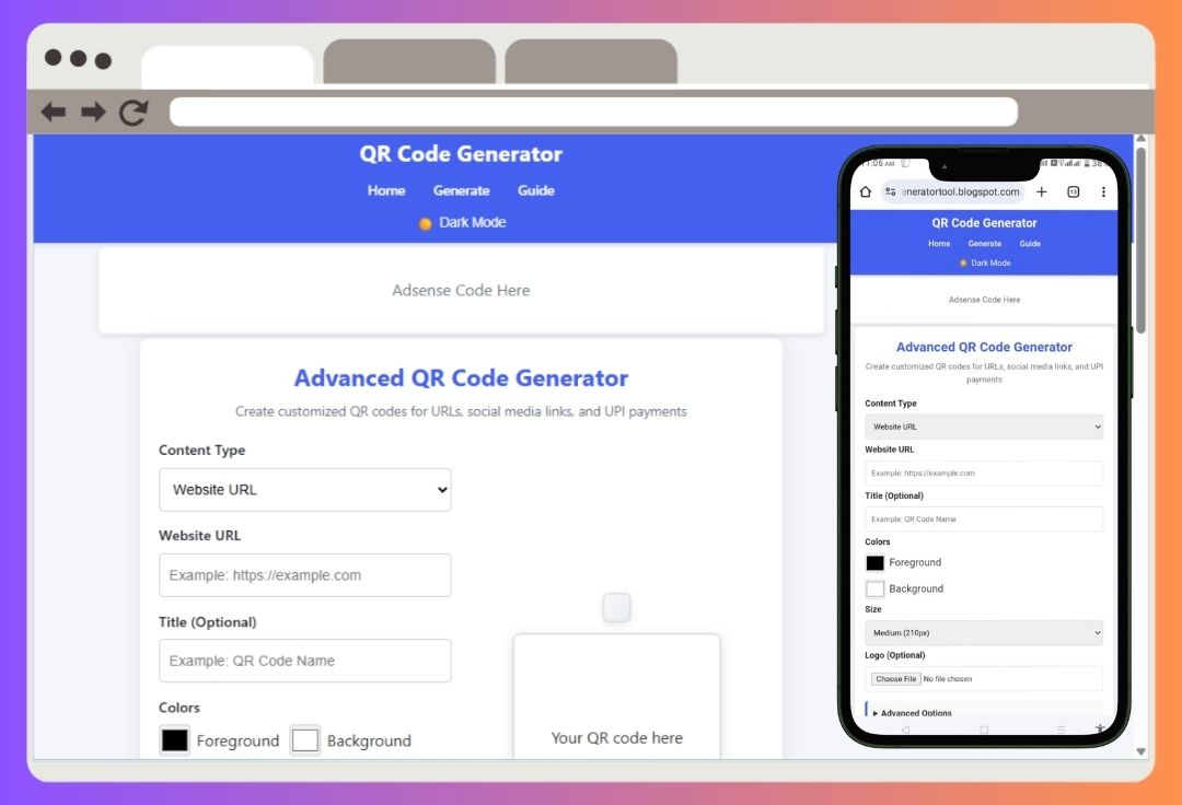Create professional QR code generator websites with this SEO-optimized, responsive HTML theme. Supports URLs, social media, UPI, and more!