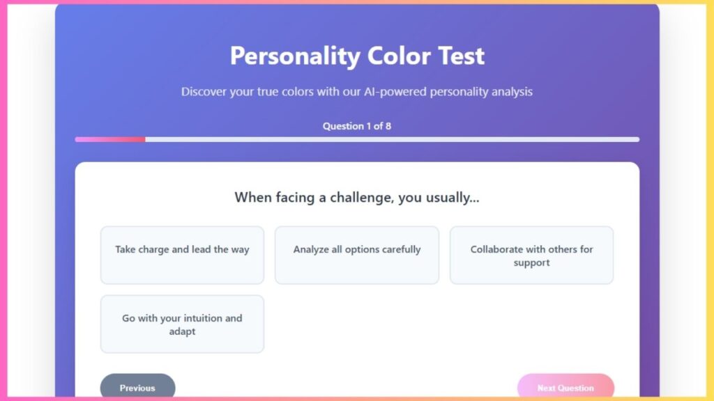 FREE AI Prompt: Create Personality Color Test Tool