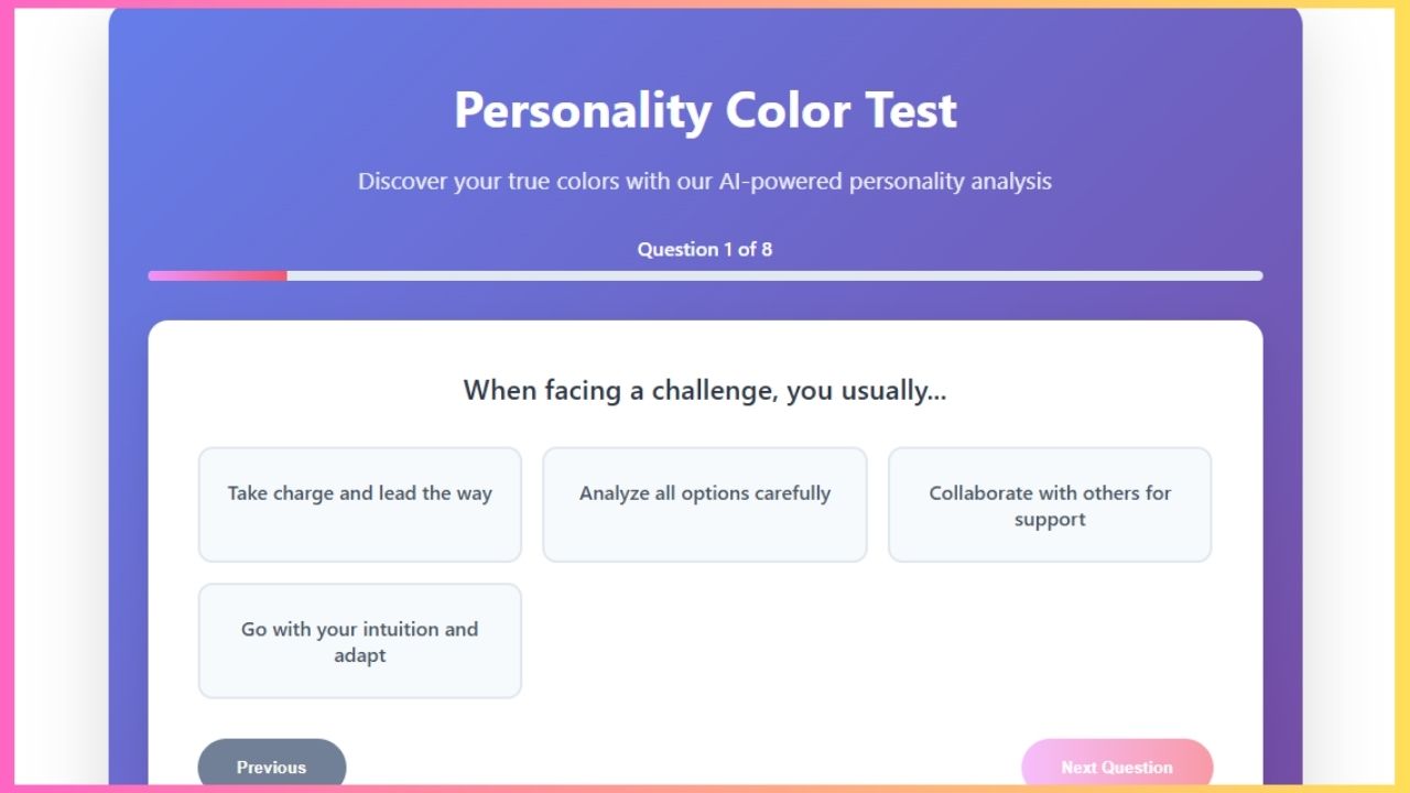 Uncover your personality color test results with the AI personality system powered by the color psychology analyzer â decode emotions and traits instantly.